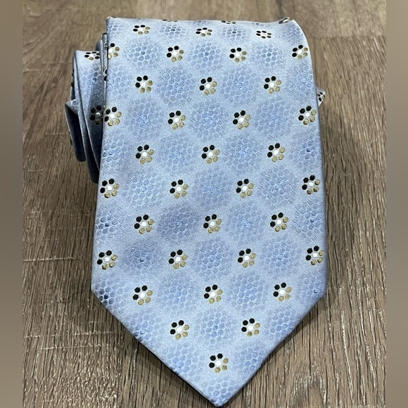 Ermenegildo Zegna Tie Pastel Blue Geometric Sunburst 1000% Silk Made in Italy - Picture 3 of 11